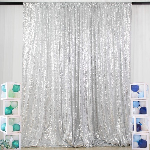 Sequin curtains silver 4x8ft - silver,