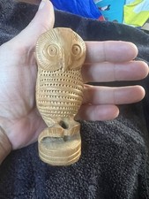 Vintage Hand Carved Wooden Owl