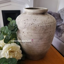 Large Rustic Aged Ceramic Vase