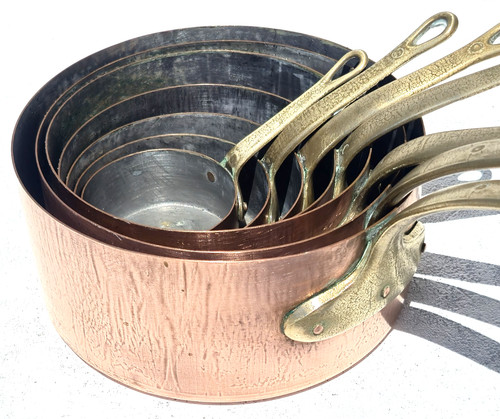 Vintage french copper pan set - french,