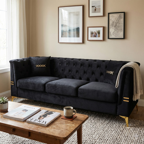 Velvet sofa black - sofa,