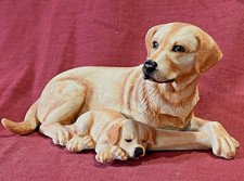Vintage ROYAL  OSBORNE Porcelain Labrador retriever and Puppy Hand Painted Exc