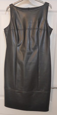 M&S Faux Leather Dress 12 Black Elegant Lined BNWOT NEW Very Soft Shiny M & S