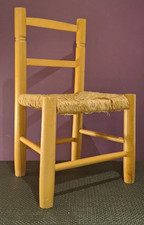 Rare Small 1980's Childs Dolls Teddy Beech Wood Mini Shaker Rattan Wicker Chair