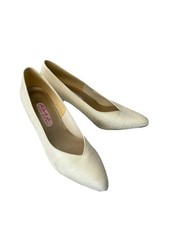 Katz White Satin Bridal Shoes Size 6 Court Slip Ons 3” Heel Women’s