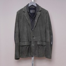 ALL SAINTS Survey Leather Blazer Jacket LARGE Mens Suede Waxed Celebrity