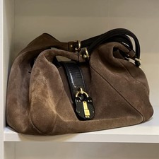 Rare Vintage Loewe Brown Suede Basket Shoulder Bag Excellent Condition