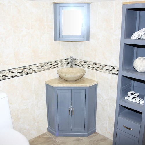 Grey painted travertine top - travertine,
