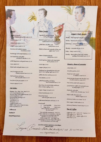 Langan brasserie london menu - brasserie,