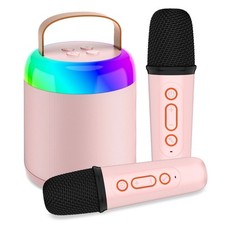 Girls Karaoke Machine with 2 Microphones Portable Bluetooth Party