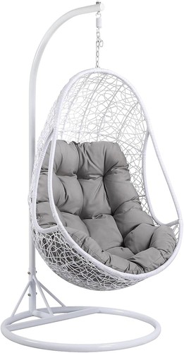 White rattan hanging swing - white,
