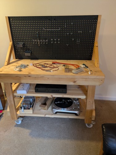 Wooden workbench worktable - workbench,