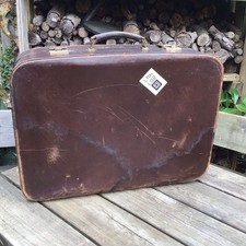 Old Vintage Early 20th Century Large Brown Leather Coach Hide Pendragon Suitcase
