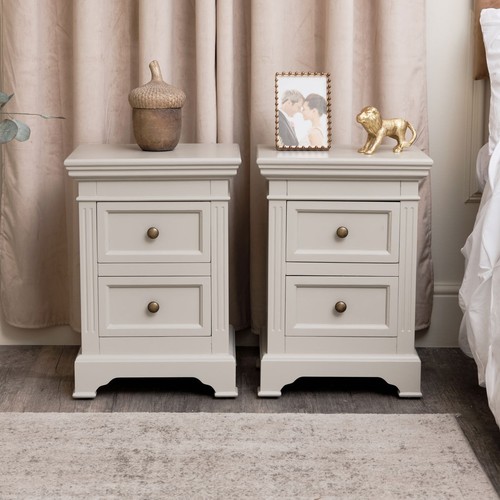 Pair taupe grey two drawer - pair, of