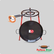 55cm Spanish Enamelled Steel Paella Pan & 40cm Gas Burner Kit / Set - Square Leg