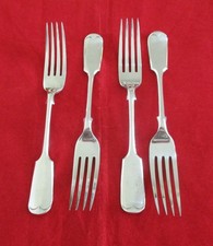 4 Vintage Silver Plated Old English Fiddle Table Forks Deykin & Son  20cm