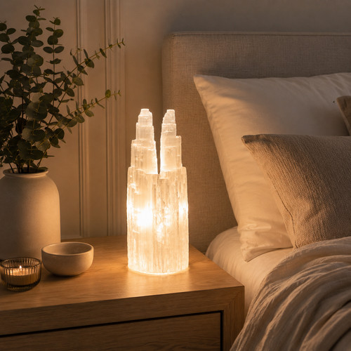 Natural selenite crystal lamp - natural,