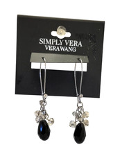 NEW SIMPLY VERA WANG Black Beaded Dress Unique Artistic Earrings Dangle Jewelry