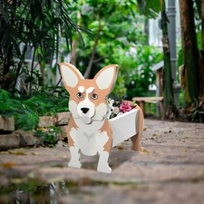 LARGE Welsh Corgi Dog Shaped Cartoon Flower Planter Barrel Flower Pot 43*25cm