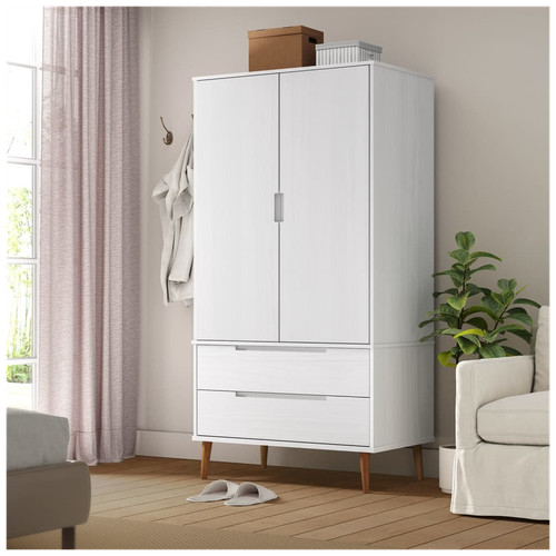 Wardrobe white 90x55x175 - white,