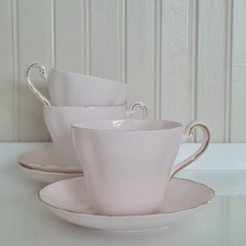 Trio Of Pretty Pink Bone China Cups & Saucers By Tuscan - P&P Included