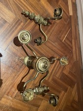 Vintage Art Deco Antique Brass Ceiling Lights With 2 Matching Wall Lights Used