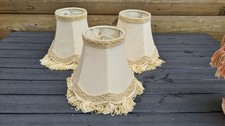 3 VINTAGE PALE GREEN FRINGED CANDLE CLIP ON LIGHT SHADES WALL CEILING