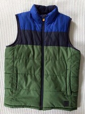 Boys Gilet Body Warmer Gap Size 130cm 8-9 Years Blue Green Padded Zip Up