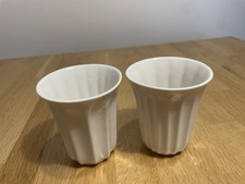 2 HOTEL CHOCOLAT-HOT CHOCOLATE CUP BEAKER MUGS-WHITE CERAMIC-10.5 CM H - VGC