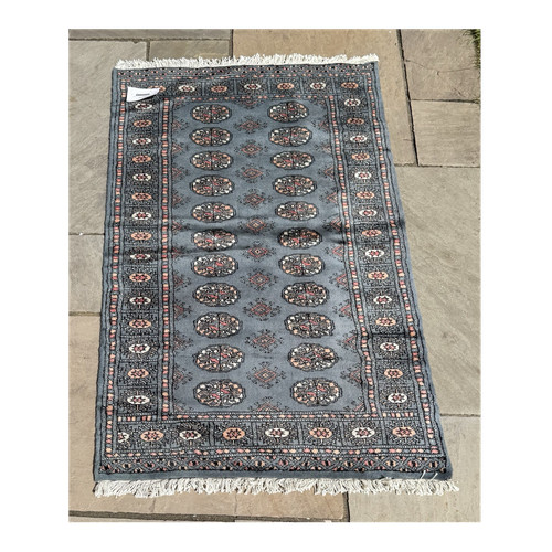 Bokhara blue wool hand knotted - wool, hand-knotted