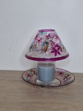 Yankee Candle Crackle Glass Stunning Butterfly 1/4 Chimney Shade & Plate Set