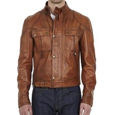 Men real leather tan brown - real,
