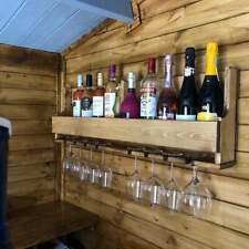 Country style reclaimed large oak waxed wooden wine rack - display shelf