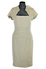 Roland Mouret Galaxy Dress Ivory Pencil 100% Wool Silk Lining Designer UK 12 10