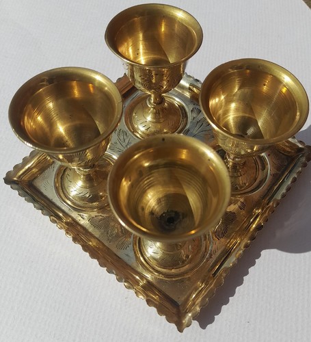 Retro etched brass goblets 4 - retro,