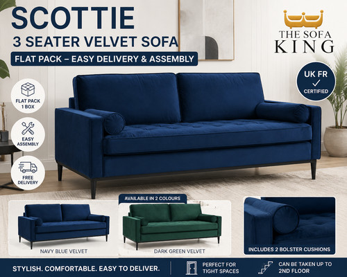 Seater velvet sofa navy - 3,