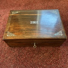 Antique Victorian Rosewood Writing Slope Mother of Pearl Inlay 