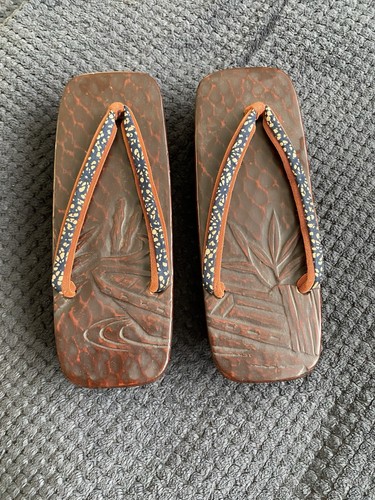 Vintage geta japanese carved - japanese,