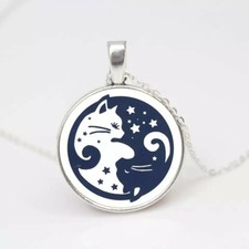 Yin and yang Blue cat pendant necklace women's jewellery gift