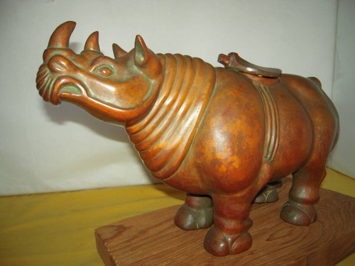 Antique japanese bronze - japanese, rhino