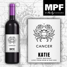Personalised Birthday Zodiac Wine Gin Vodka Bottle Label - Astrology Horoscope