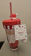 NEW Simply Kids Santa Christmas Tumbler Cup with Straw & Hat