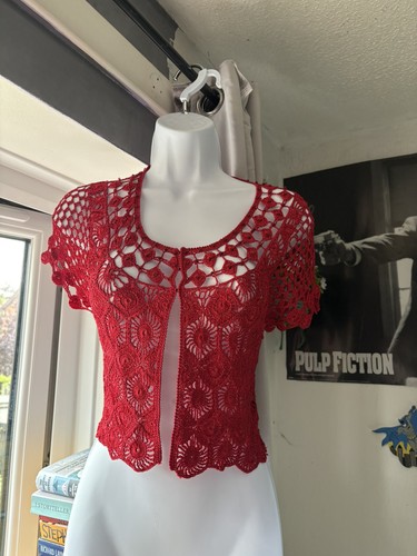 Vintage red cropped crochet - vintage,