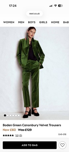 Boden canonbury green velvet - boden,