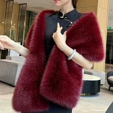 Women’s Faux Fur Shawl Wrap | Fox Fur Stole | Wedding Party Cape