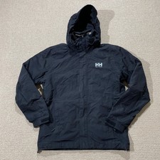 Helly Hansen Jacket Mens Medium Black Lightweight Shell Rain Coat Mac