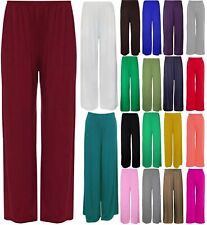 Ladies Plain Palazzo Trouser Lounge Flared Wide Leg Pants UK 8-26
