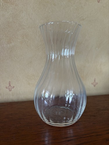 Glass vase ribbed - glass,