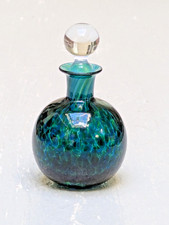TVG Teign Valley Glass Art Perfume Scent Bottle Blue Green Mottled Signed