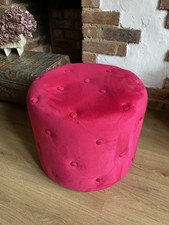 Round Pouffe Stool Tufted Velvet Vanity Chair Seat Footstool Hot Pink /Fuchsia  
